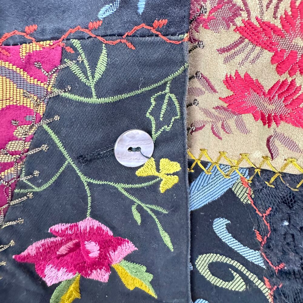 Susan Bristol Women Vintage Jacket Size L Velvet Embroidered Floral Boho Cottage - Picture 4 of 9